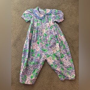 Vintage Mousefeathers 2T Pastel Floral Toddler Romper Spring One Piece Outfit